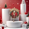 Christmas decorations: Creative rattan rings, bells, window displays, glass doors, wall hangers, scene arrangements, garland, old man, snowman Specification image